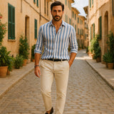 La Camisa de Lino a Rayas Portwell para Hombres