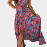 Patricia | Vestido Cruzado Largo con Estampado Floral