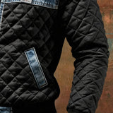 Sancho - Chaqueta de plumas negra con detalles de denim