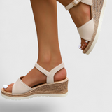 Daniela - Sandalias de Plataforma con Suela Trenzada y Punta Abierta