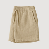 Los pantalones cortos de lino beige Old Money para hombre de Lisboa