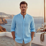 Camisa de Lino Casual para Hombre Verano Ajuste Relajado