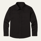 La Camisa de Vestir Formal de Botones con Pliegues Texturizados para Hombre Palermo – Negra