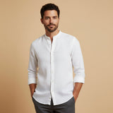Camisa de Lino Casual para Hombre Verano Ajuste Relajado