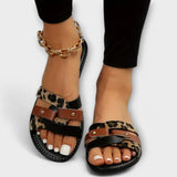 Silvia - Sandalias con tiras cruzadas de leopardo