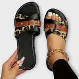 Silvia - Sandalias con tiras cruzadas de leopardo