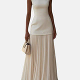 CLAUDIA | VESTIDO LARGO SIN MANGAS CON PLIEGUES