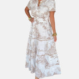 ALEJANDRA | VESTIDO LARGO CLÁSICO CON ESTAMPADO TOILE